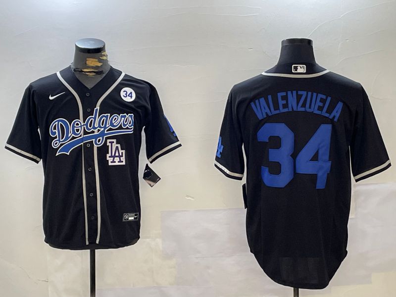Men Los Angeles Dodgers #34 Valenzuela Black Game 2024 Nike MLB Jersey style 112012
